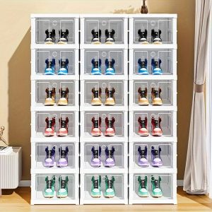 1pc Foldable Shoe Rack Organizer, 3/6/9 Tier Plastic Collapsible Shoe Shelf, Clear Folding Shoes Storage Boxes, Floor Mount, No Electricity Needed, for Closet & Various Room Types