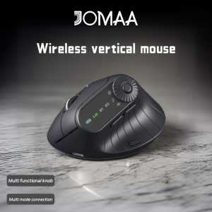 JOMAA Wireless Vertical Ergonomic Mouse with Wireless, Multi-Function Knob, Optical Tracking, and Type-C Charging - Black, Comfortable Design for Laptop Use, Wireless Mouse for Laptop