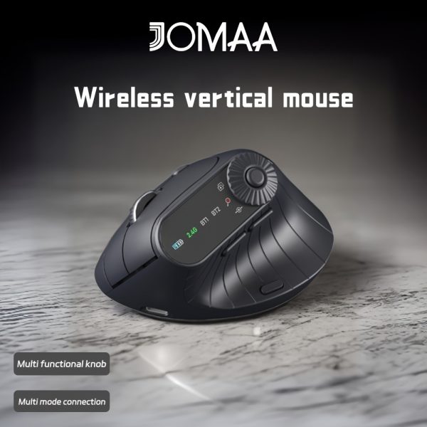 JOMAA Wireless Vertical Ergonomic Mouse with Wireless, Multi-Function Knob, Optical Tracking, and Type-C Charging - Black, Comfortable Design for Laptop Use, Wireless Mouse for Laptop