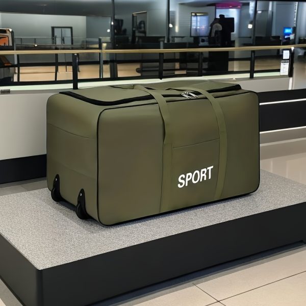 Large Capacity Oxford Cloth Travel Duffel Bag with Folding Wheels, Multi-Functional High Load Carry-On Luggage for Photography, Camera, Work, Study Abroad, Moving - Durable Outdoor Trip Organizer, Travel Gear Organizer|Sporty Travel Bag|Padded Shoulder Straps, Luggage Bags for Travel