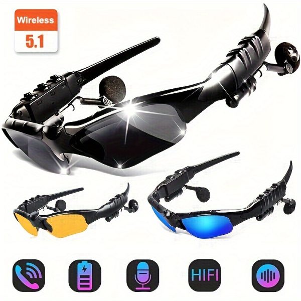 Wireless Glasses 2in 1 Polarized Fashion Glasses Earphone, Wireless Headset with Mic