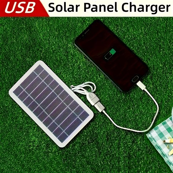 2W Solar Charger with USB - Magnetic, Pure Solar Power, Ideal for Outdoor Camping & Home Use
