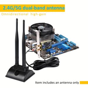 Dual-Band WiFi 6E Antenna for PC - 5GHz & 2.4GHz, Magnetic Base, 198.12cm Extension Cable, Ideal for Gaming and Streaming, Compatible with PCIe WiFi 6E Card or Router, Desktop Connectivity|Magnetic Base Antenna|Durable Antenna