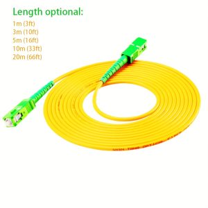 SCAPC to SCAPC Fiber Optic Cable, Single Mode, Single Modulus, Compatible with OS1/OS2, 9/125um, PVC, 3.0mm, Yellow with SC Adapter, Optional 1m (3ft)-20m (66ft), Network Adapters