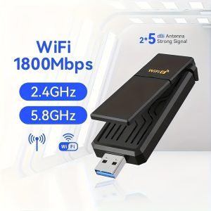 WiFi6pcs USB 3.0 1800Mbps Wireless Network Adapter, for PC and Laptop, Wireless USB WiFi 6 -802.11ax USB Adapter Super USB 3.0 and WPA3 Security Technology, Dual 5Dbi High Gain WiFi Antenna, 5.8G/2.4G Dual Band WiFi Adapter, WiFi Receiver/Transmitter, Only Support Windows10/11