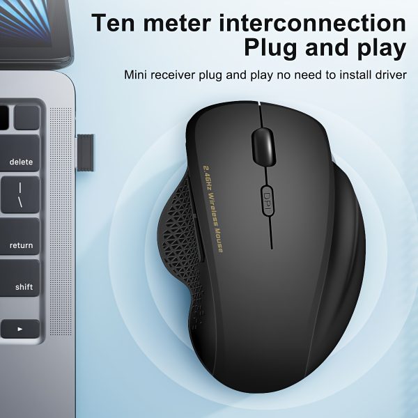 BalanceFit Ergonomic Wireless Mouse - Sleek Streamlined Design, Ambidextrous Comfort Grip, Battery-Powered Optical Sensor for Gaming, Office & Entertainment, Windows 10 Compatible (Batteries Not Included), Ergonomic Mouse