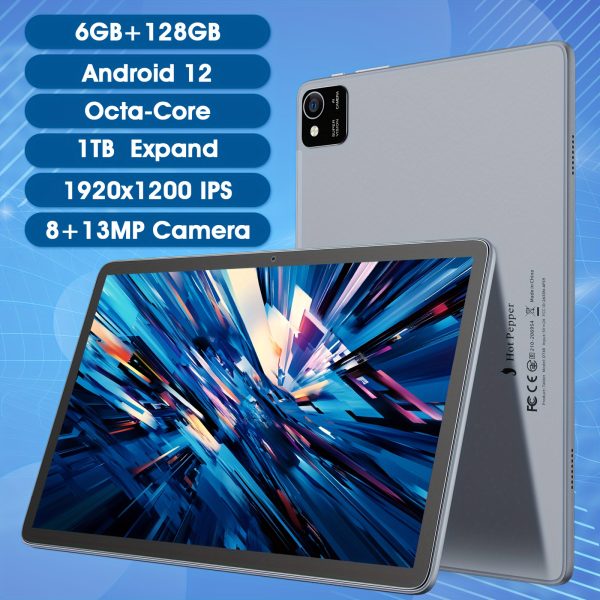 Hot Pepper DT40 10.1" Android 12 Tablet - Metal Grey, 6GB RAM + 128GB Storage, Octa-Core MT8183 Processor, FHD 1920x1200 Resolution, 7000mAh Battery, WiFi 5G & Wireless 5.0, Type-C Charging, Supports 1TB SD Card, Dual Cameras, Stereo Speakers, Android Tablet | Modern Tablet | Durable Design