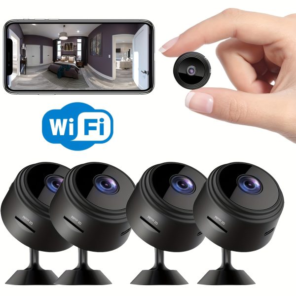 1pc 4K HD Wireless Smart Home Security Camera, Mini with Mobile Remote App, USB/Battery Powered, Non-Waterproof, Desktop Installation, Black - Rechargeable Polymer Lithium Battery, Wi-Fi Enabled