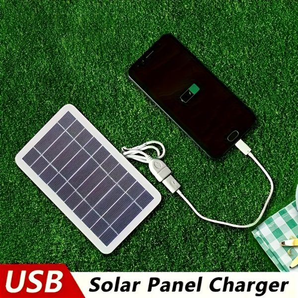 1pc EcoPower Portable Solar USB Charger Panel - Non-Removable Photovoltaic Power Bank for Phones, Flashlights & Fans | Ideal for Camping, Travel & Emergencies, Portable Charger