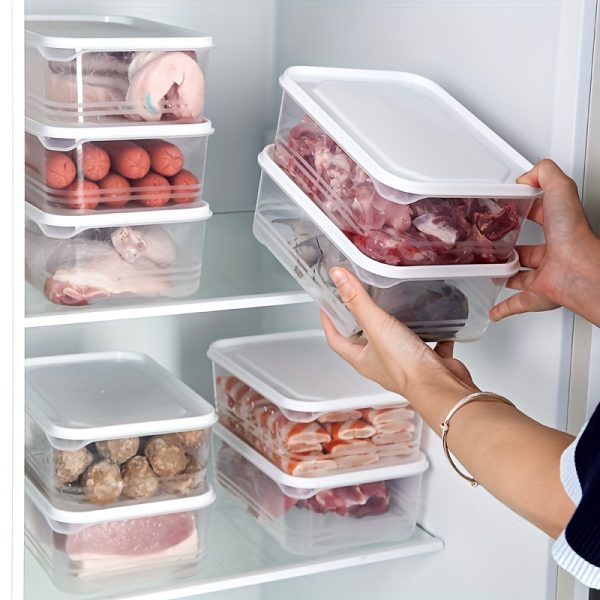 4pcs Clear Food Storage Box With Locking Lid, Multifunction Food Fresh Containers, Sealed Storage Baskets For Baking Supplies, Fruits, Vegetable, Household Storage Organizer For Refrigerator, Fridge