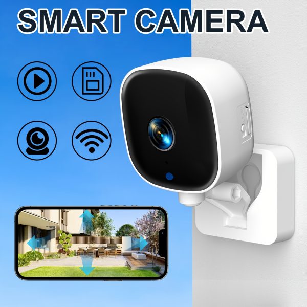 Smart Security Camera, 2.4Ghz WiFi, Full Color Night Vision, Two-Way Voice, Motion Detection, 480p Indoor/Outdoor Monitoring, Wall Hanging, USB Powered, TF/Cloud Storage, Ideal for Home, Pets, Holiday Gifts