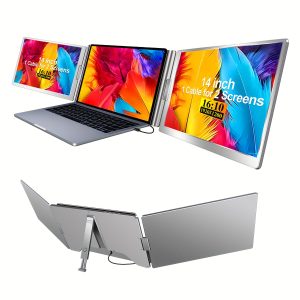 Wolun 35.56-40.64cm Laptop Screen Extender Monitor Portable, triple Monitor, Just 1 Cable for 3 Screens, FHD 1080P IPS Monitor Extender Compatible with Wins10-11/Mac(M1 M2 M3) for 33.02cm -45.72cm Laptops