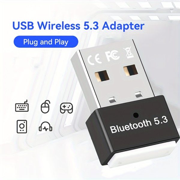 USB Wireless 5.3 Adapter For PC, USB Wireless Dongle Receiver For Laptop/Headset/Keyboard/Mouse Speakers, For Windows 11/10/8.1 Plug And Play, Automatic Backward Compatibility With 3.0/4.0/5.0/5.1 Devices