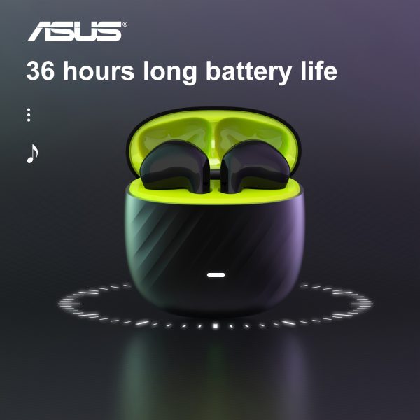 Asus wireless earbuds with microphone earphones, long battery life with charging compartment to use game music for in-ear