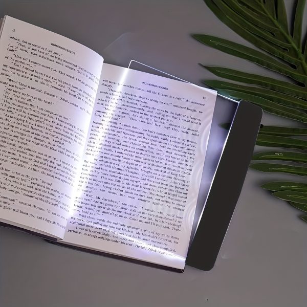 Flexible LED Tablet Reading Light with Soft Touch Screen & Built-in Book Storage - Eye-Friendly Night Reading Lamp for Bed, Travel, or Students - Requires 3 AAA Batteries (Not Included)