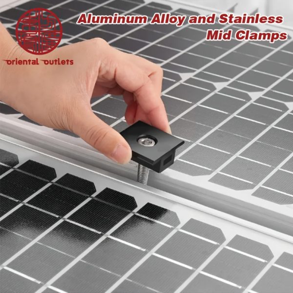 10/20 Sets Solar Panel Mid Clamps, Aluminium Z Brackets Mounting Accessories, Solar Mounting Parts, Solar Mounting Mid Clip, Solar Panel Middle Clamps, Clamps for Solar Roof Mounting Middle for Securing Solar Panels to Rails (Black/Silver)