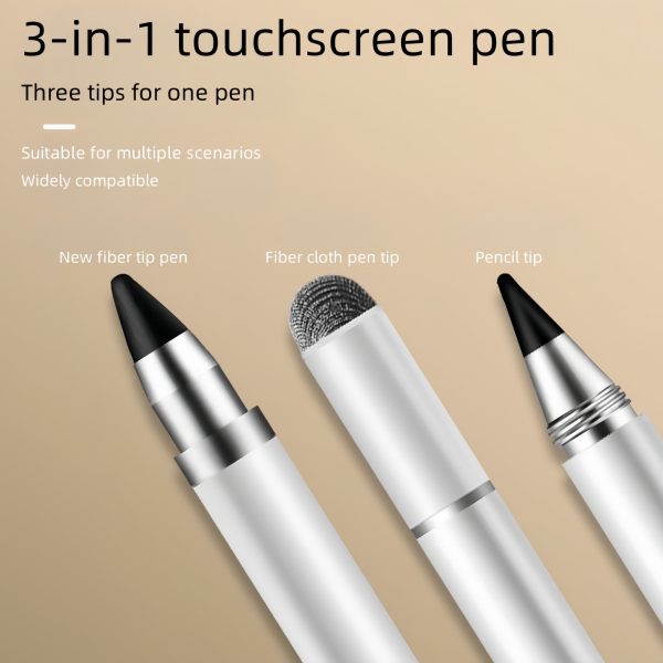 Touch Screen Stylus, 3-in-1 High Precision Universal Stylus, Suitable for iPad iPhone Tablet Samsung Galaxy All-Capacitive Touch Screen