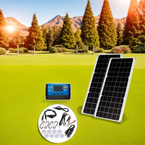 SUNANT 1pc/2pcs 10W Single/Double Panel Solar Panel, 5V Power, 60A Controller, Portable Solar Charger, Support DC And USB Interfaces, Multiplier for Cars, Yachts, Mobile Phones, Power Banks, Best Choice for Outdoor Activities