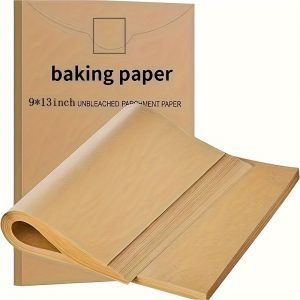 50-Pack Pre-Cut Parchment Paper Baking Sheets, 22.86x33.02 cm Unbleached Non-Stick, Half Sheet Pan Size, for Baking, Cooking, Grilling, Air Fryer, Steaming, Deep Fryer Accessories