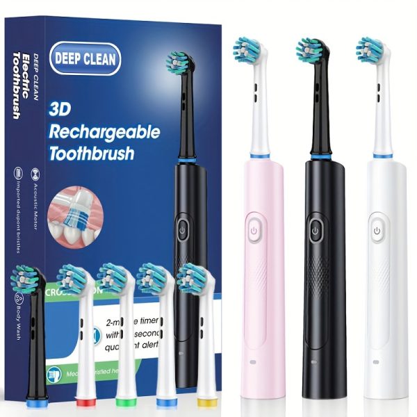 Smart Electric Toothbrush for Couples - USB Rechargeable, 3D Round Head with Soft Bristles for Deep Clean & Whitening