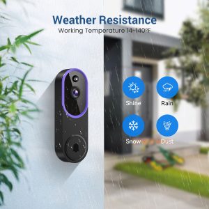 Smart Wi-Fi Doorbell Camera, 1080P HD Video, Two-Way Audio, Night Vision, Motion Detection, Battery Powered (5200mAh), Cloud Storage, Indoor & Outdoor Security, 2.4GHz Wireless