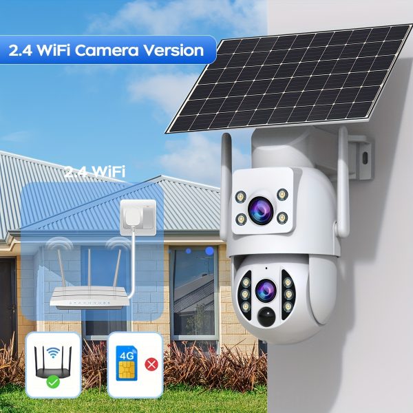 JOOAN 3MP Solar Security Camera, Wireless Outdoor PTZ with 360° Pan Tilt, 2-Way Audio, Color Night Vision, Wall Hanging, HD 1296p Video, App Control, Motion Detection, Audio Alert, Rechargeable 9000mAh Lithium Battery, WiFi Enabled, Cloud/SD Storage, Includes Spotlight/Siren
