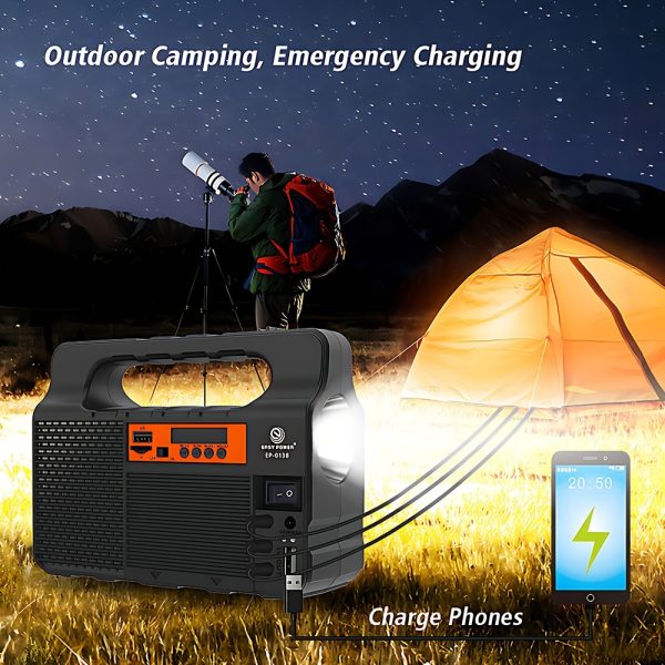 1pc, Solar Light Outdoor Searchlight Energy Storage Power Generation System Led Light Panel Portable Power Supply Outdoor Camping Light Travel Emergency Hunting Fishing Light Mobile Phone Charging Statio