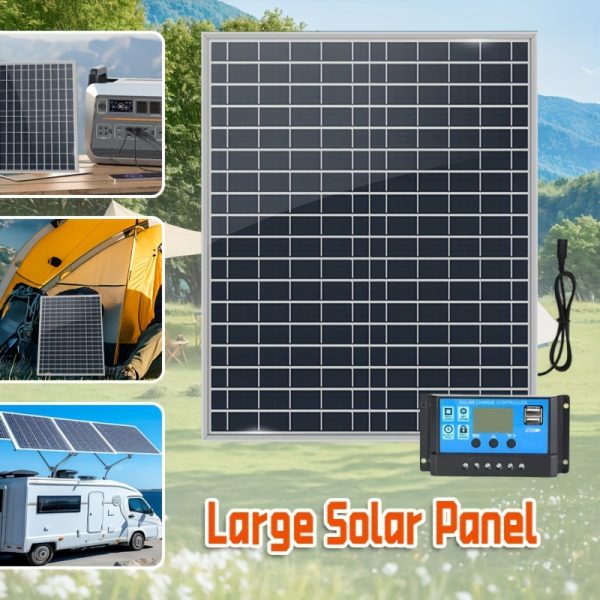 20W DC Solar Panel Kit with 60A/80A/100A Controller - Versatile Output (12V/18V/24V), USB 5V for Outdoor, Portable Power & Car Phone Charging