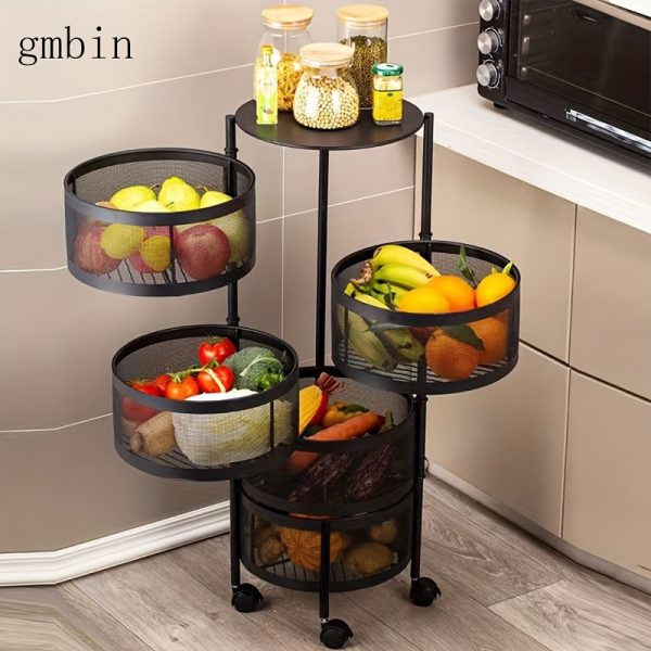 Easy-Assemble Multi-Layer Metal Storage Rack for Fruits & Vegetables - Ideal for Kitchen & Living Room Organization, Storage Rack
