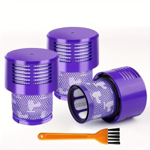 V10 Filter Replacements for The Dyson V10 Cyclone Series, Including V10 Absolute, V10 Animal, And V10 Total Clean, SV12, Compatible with Part Number 969082-01, Comes in a Pack of Three Filters And One Cleaning Brush.