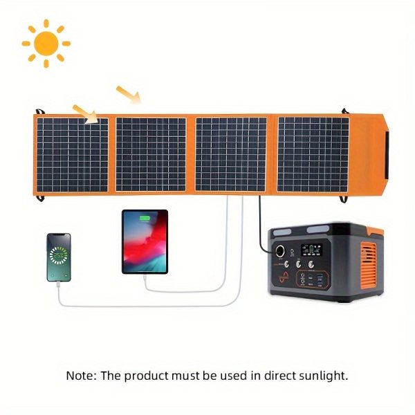 40W4 Folding 5V/3A 9V/2A 12V/1.5A Monocrystalline Silicon Outdoor Portable Foldable Solar Panel DC Dual USB Fast Charging Mobile Phone Tablet Computer Folding Solar Charger for Camping Hiking Fishing