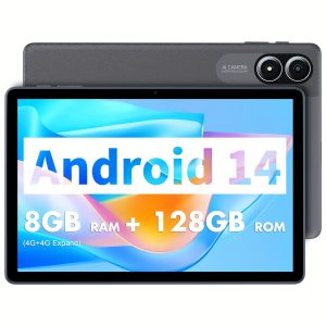 27.94cm Android 14 Tablet with Protective Case, 8GB RAM (4GB+4GB Expansion), 128GB Storage + Support for 1TB Card, Dual Cameras, Octa-Core Processor, 8000mAh Battery, 1280x800 IPS HD Display, Stereo Speakers, Dual WiFi (2.4G+5G) - Perfect Gift for 2024