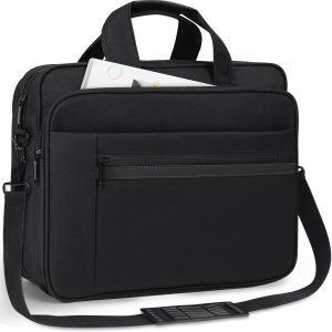 KTMOUW Laptop Bag 39.62 cm Waterproof Computer Messenger Bag Expandable Briefcase for Men Women Laptop Carrying Case for Travel College Business, Black