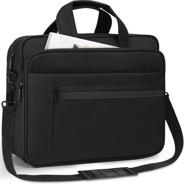 KTMOUW Laptop Bag 39.62 cm Waterproof Computer Messenger Bag Expandable Briefcase for Men Women Laptop Carrying Case for Travel College Business, Black