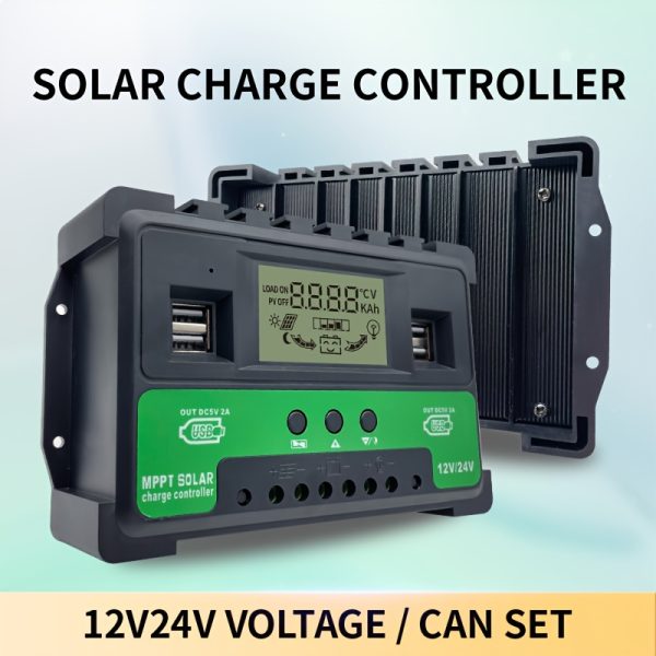 1pc, Solar Controller With 100A, 90A, 80A, 70A, 60A, 50A, 40A, 30A Dual USB LCD Display, 12V, 24V Solar Panel Charger Regulator With Load Output