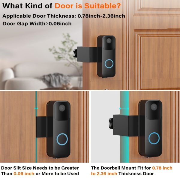 Blink-Compatible Aluminum Alloy Video Doorbell Mount, Adjustable No-Drill Security Camera Bracket, Durable, for Apartment Renters, Home & Office Use
