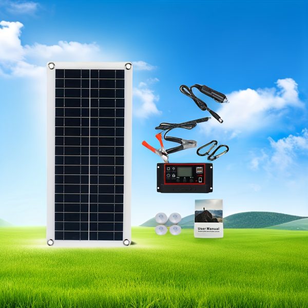 Flexible Solar Panel Kit with 60A/100A Controller, Portable Power Station for Camping and Outdoor Activities, High-Efficiency Green Energy Charging, Mountain Climbing, Charging Gadget