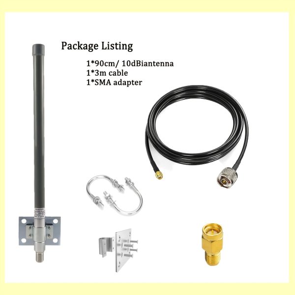 5.8dBi/10dBi 915MHz LoRa Antenna with 3m RG58 Cable, N Female to N Male Connector, Compatible with RAK2 Nebra Bobcat EasyLink In Syncrob Miner, Uncharged, No Battery Required