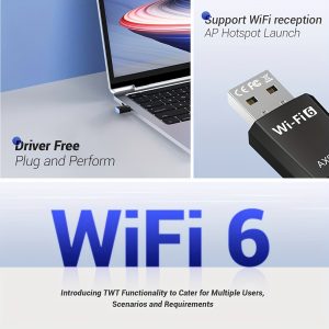 USB WiFi 6 Network Card, USB 6-Port WiFi Adapter for PC Desktop Computers, Latest Wi-Fi 6 AX900 Dual-Band 600Mbps 5G/286Mbps 2.4G, for Windows 11 10 7 Laptop, Plug and Play, with Built-in Driver