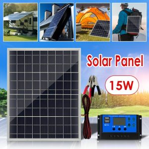 Portable Solar Panel Kit with 12V/24V DC Output, 60A/80A/100A Controller - Ideal for Outdoor Power, Yard, Mobile Phones, Cars & Surveillance
