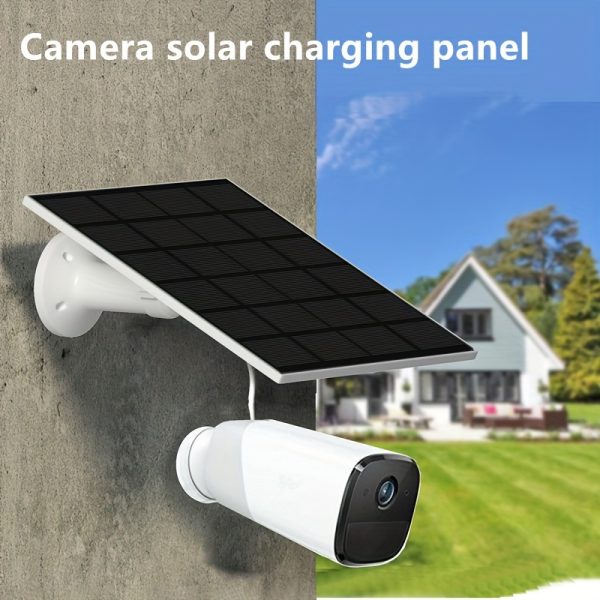One 5W Camera Solar Charging Panel with 3-Meter Connecting Cable Mirco Usb/Android Type-C USB with Mounting Bracket Screws, Outdoor Camera Monitoring Solar Panel, Rotatable Portable Solar Charging Panel