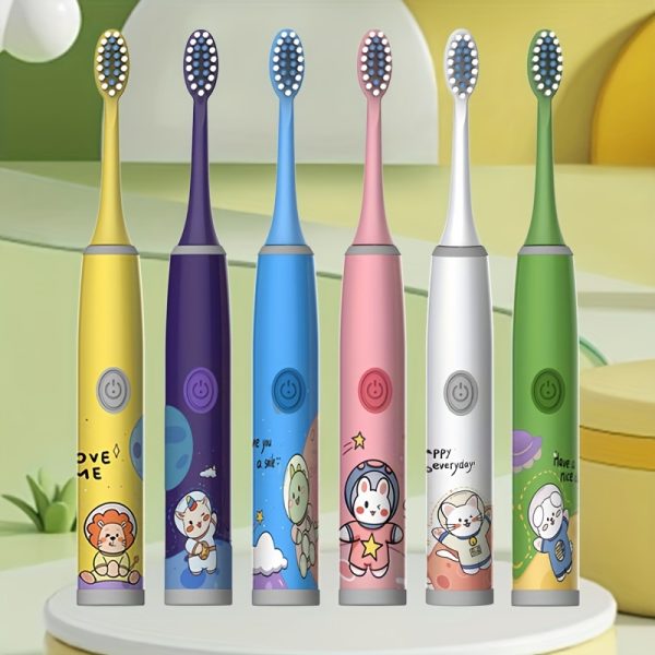 Kids Space Series Electric Toothbrush TKM-3-D, 5 Modes, Long Battery Life, Replaceable Ultra-Soft Bristles, Gentle on Gums, 2-Minute Smart Timer, Suitable for Children Ages 3-15, Battery Operated (Battery Not Included)