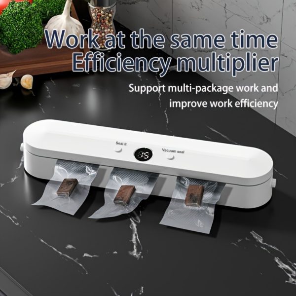 [1pc Automatic Food Sealer Machine] 1pc Automatic Food Sealer Machine, Vacuum Sealer for Freshness, Electric Bag Sealer with High Suction, Air Compressor, One-Click Operation, Suitable for Dry and Wet Food Preservation, Kitchen Food Sterilization Storage, 220-240V, UK Plug - No Battery or Adapter Included