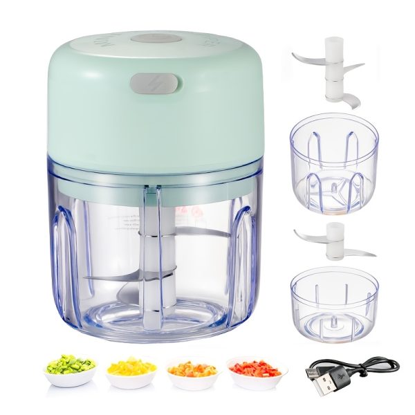 Efficient USB Rechargeable Mini Chopper 100ml/250ml Versatile Garlic& Meat Grinder, Fast 500 RPM Motor- Perfect Kitchen Companion