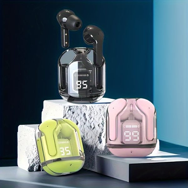 Transparent Shell Headphones with LED Digital Display, Hifi Stereo Sound, Touch Control, And High-Definition Calling, Suitable for Outdoor Activities, Gaming, And Phone Calls.