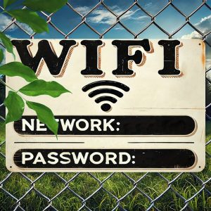 Room Decor 1pc Vintage Bronze WiFi Network and Password Sign, Reusable Wall Decor for Home, Garden, Restaurant, Cafe, Office, Shop, Club - 20.32x30.48 cm Iron Party Supplies, WiFi Network And Password Sign
