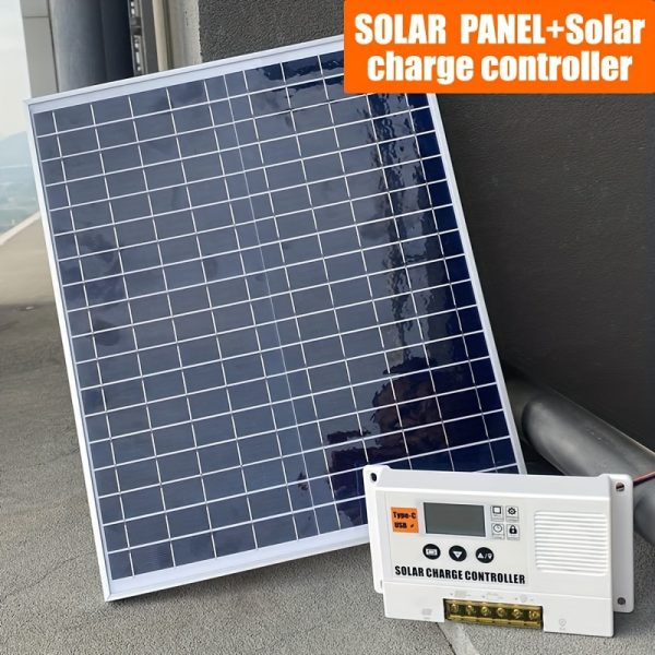 1pc, Solar Panel Kit 25W 12V Monocrystalline Battery Maintainer + Solar Charge Controller + Extension Cable with Battery Clip for RV Boat Off-Grid System O-Shaped Terminal, Suitable for Yard Outdoor Power Generation, Car and Yacht Battery Charger, Chicken Coop and Dog House Ventilation System