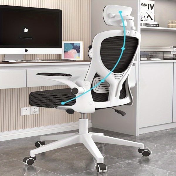1pc Ergonomic Adjustable Gaming Chair, Polyester Upholstered, Memory Foam & Metal, No Headrest, Manual Rotating, Spot-clean, with Plastic Material, Perfect for Office Work & E-Sports