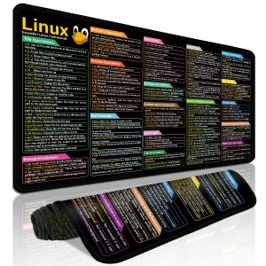 1pc XL Linux Shortcut Keys Mouse Pad - Durable, Washable Polyester Desk Mat with HD Graphics, Precision Stitched Edges & Anti-Slip Backing - Color Coded for Easy Identification - Ideal for Home Office, Programmers, Gamers - Great Holiday Gift, Mouse Pads for Desk