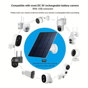 360° Rotatable Solar Charging Panel for Security Cameras & Outdoor Lights - 3W/5V, USB Compatible, Detachable Design